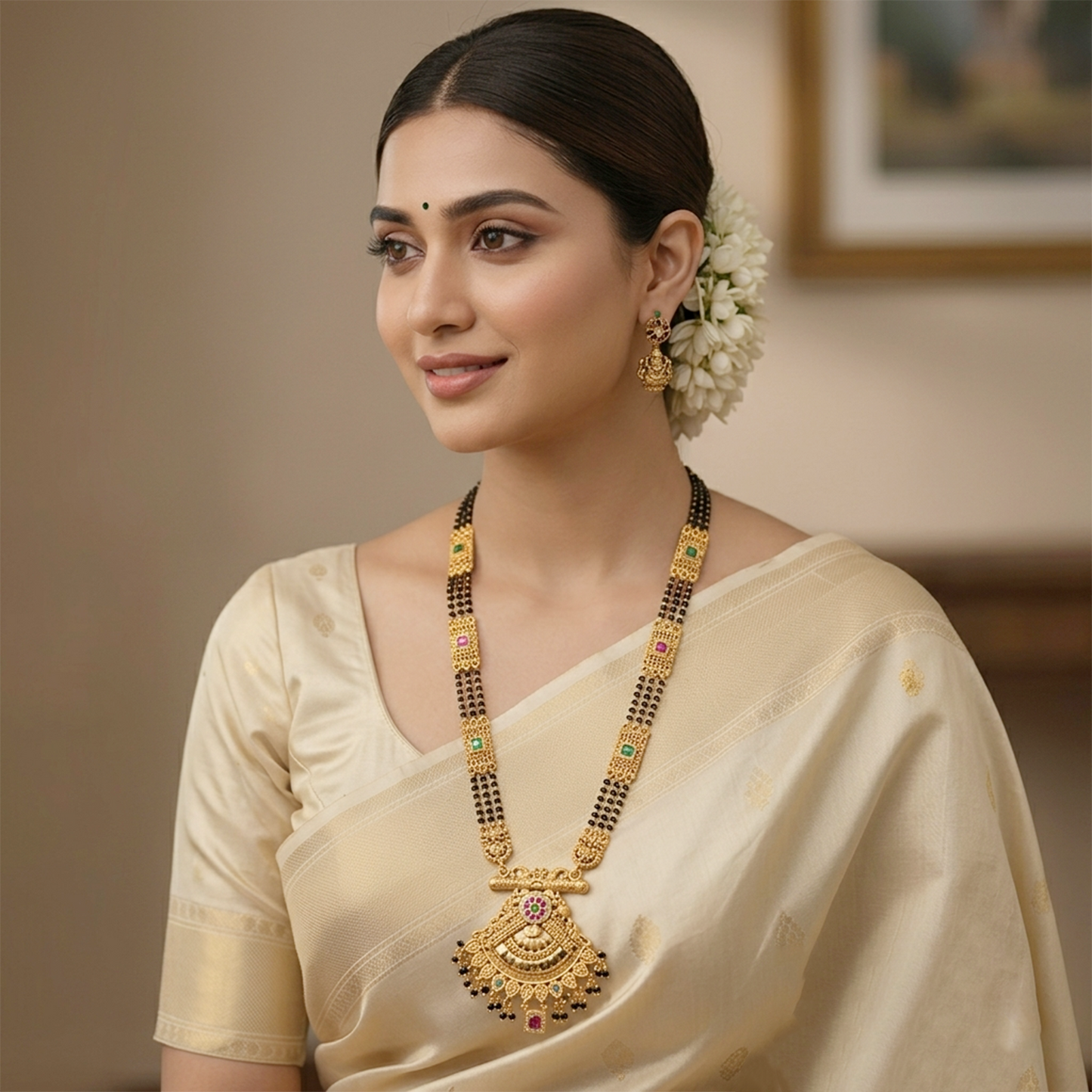 Swaraski 3 Line Mangalsutra